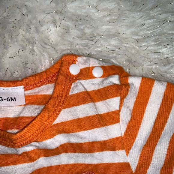 PatPat 100% Cotton Fox Stripe Print Short-sleeve Orange Baby Romper.Color:Orange - Picture 11 of 11